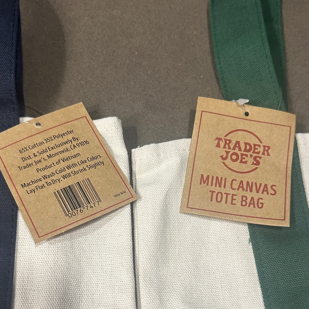 Set of 4 Trader Joe's Mini Canvas Tote Bags - Picture 2 of 4